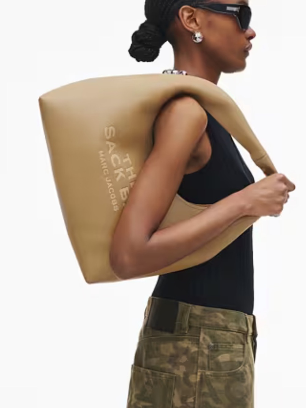 Marc Jacobs Tan The Sack Leather Shoulder Hobo Bag